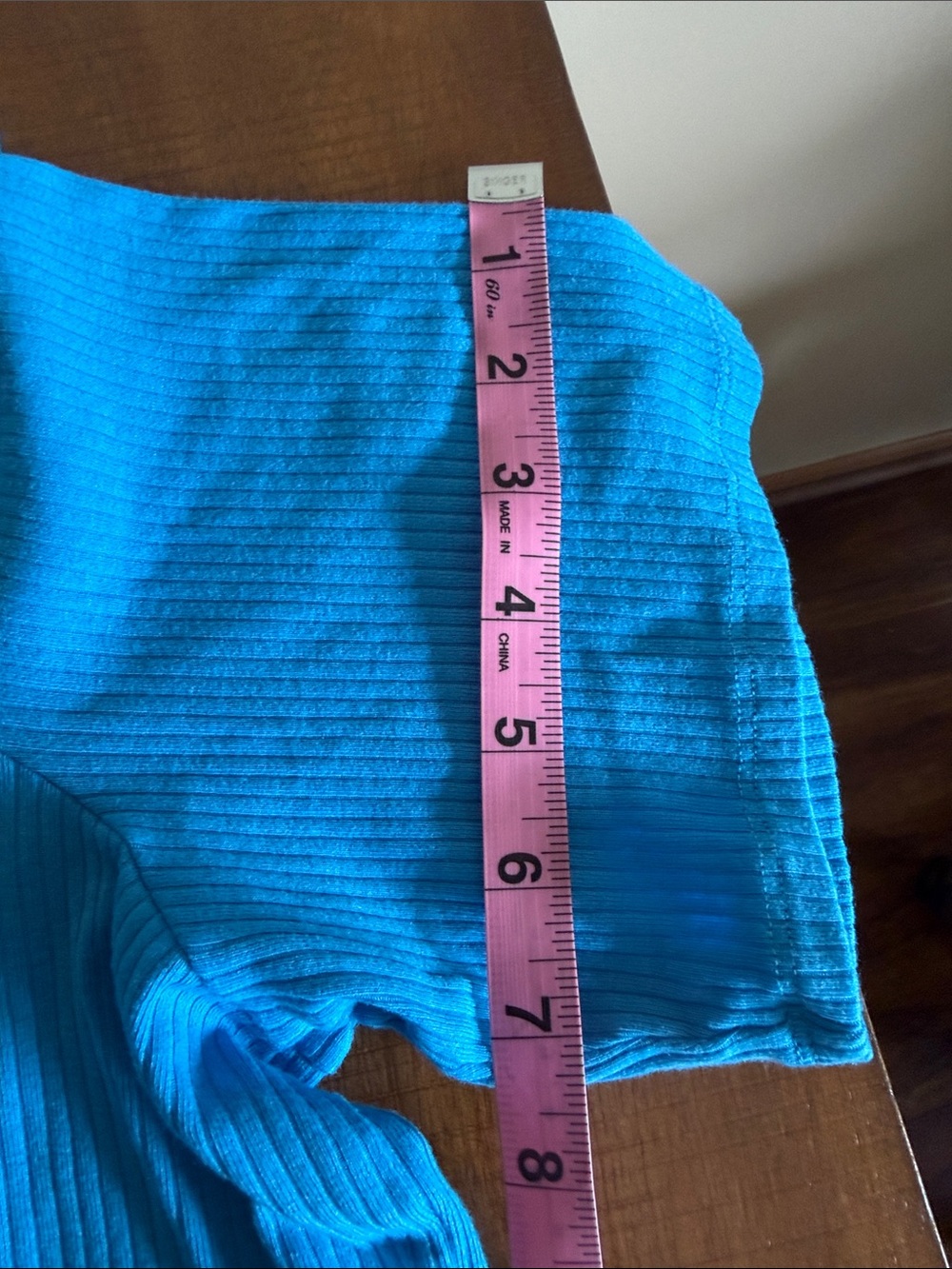 Talbots Teal Blue Ribbed V-Neck Top with Lace Trim - Picture 9 of 9